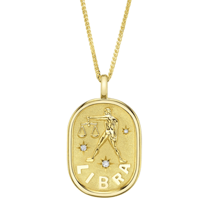 Diamond Libra Zodiac Star Necklace