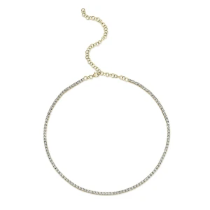 Shy Creation .95 CT Diamond Tennis Necklace - 14KT Yellow Gold 