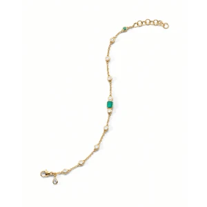 Monica Rich Kosann Staggered Diamond & Emerald Tennis Bracelet 