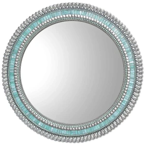 Zetamari Mosaics Mosaic Round Mirror - Seafoam Drop 