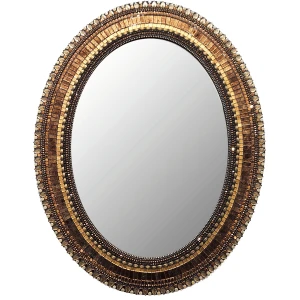 Zetamari Mosaics Oval Mosaic Mirror  - Bronze Leaf 