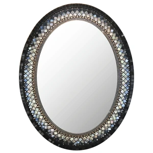 Zetamari Mosaics Oval Mosaic Mirror - Black & White 