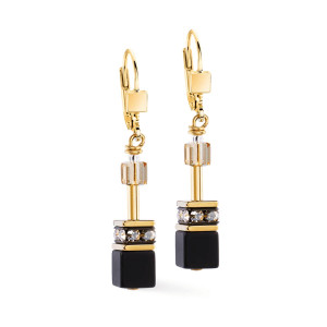 Coeur de Lion GeoCUBE Iconic Earrings - Onyx Black Gold 