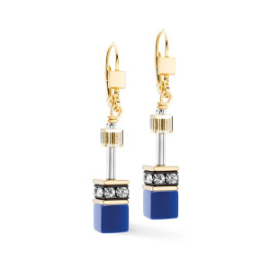Coeur de Lion GeoCUBE Iconic Drop Earrings Azure Glow Gold 