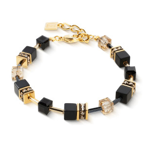 Coeur de Lion GeoCUBE Iconic Bracelet - Onyx Black Gold 
