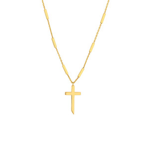 Midas Bar Station Cross Pendant Necklace 