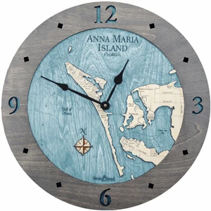 Sea & Soul Charts Anna Maria Nautical Wood Clock 