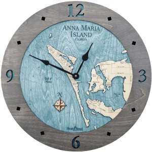 Sea & Soul Charts Anna Maria Custom Nautical Wood Clock 