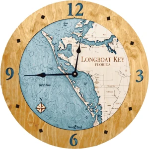 Sea & Soul Charts Longboat Key Nautical Wood Clock 