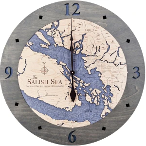 Sea & Soul Charts Salish Sea Nautical Wood Clock 