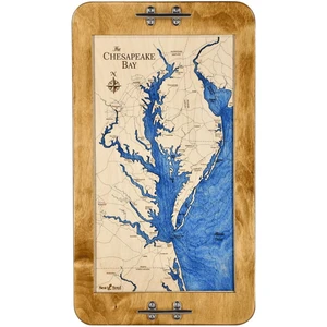 Chesapeake Bay Nautical Map Serving Tray with Boat Cleat Handles
