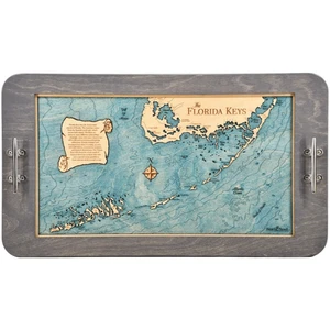 Florida Keys Nautical Map Serving Tray with Boat Cleat Handles