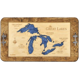 Great Lakes Nautical Map Serving Tray with Boat Cleat Handles