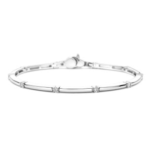 Ti Sento Milano Classic Rectangular Zirconia Bangle Silver 