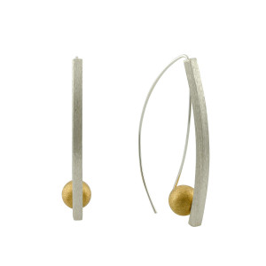Mysterium Collection Silver Bar With Gold Ball Earring