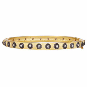 Freida Rothman Signature Studded Eternity Hinge Bangle Gold Rhodium Freida Rothman Signature Studded Eternity Hinge Bangle Gold Rhodium