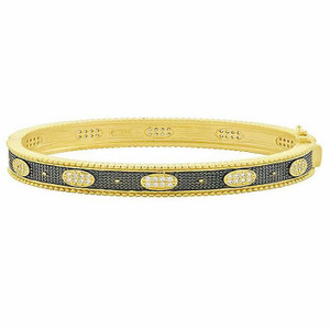 Freida Rothman Signature Oval Eternity Hinge Bangle Gold Rhodium Freida Rothman Signature Oval Eternity Hinge Bangle Gold Rhodium