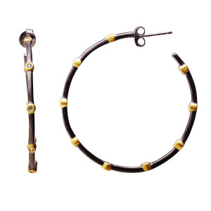 Freida Rothman Reverse Thin Bezel Hoop Earrings