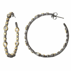 Freida Rothman Reverse Iconic Teardrop Station Hoop Earrings Freida Rothman Reverse Iconic Teardrop Station Hoop Earrings