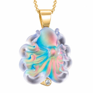 Matt Bezak Octopus Glass Pendant 14KT Yellow Gold 
