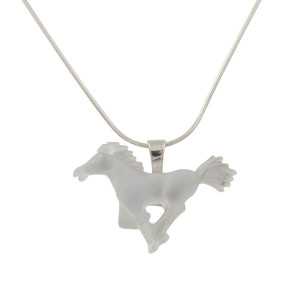 Matt Bezak Spirit Horse Glass Pendant - White Sterling Silver