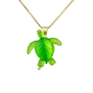 Matt Bezak Turtle Glass Pendant 14KT Yellow Gold Matt Bezak Turtle Glass Pendant 14KT Yellow Gold