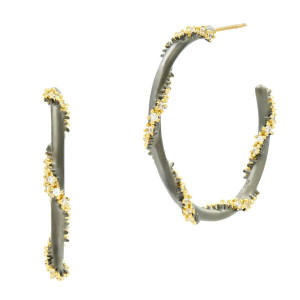 Freida Rothman Midnight Pave Roped Hoop Earrings Freida Rothman Midnight Pave Roped Hoop Earrings