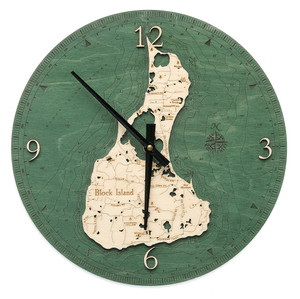 Nautical Wood Maps Block Island Wall Clock Nautical Wood Maps Block Island Wall Clock