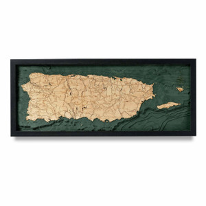 Nautical Wood Maps Puerto Rico - Dark Frame