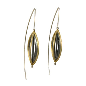 Mysterium Collection Double Marquise Oxidized Sterling Silver & Gold Earrings  Mysterium Collection Double Marquise Oxidized Sterling Silver & Gold Earrings