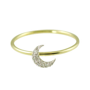 Meira T Essential Yellow Gold Diamond Moon Ring Meira T Essential Yellow Gold Diamond Moon Ring