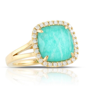 Doves by Doron Paloma Amazonite Ring with Diamond Halo Doves by Doron Paloma Amazonite Ring with Diamond Halo
