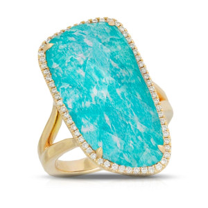 Doves by Doron Paloma Clear Quartz over Amazonite Diamond Asymmetrical Ring Doves by Doron Paloma Clear Quartz over Amazonite Diamond Asymmetrical Ring