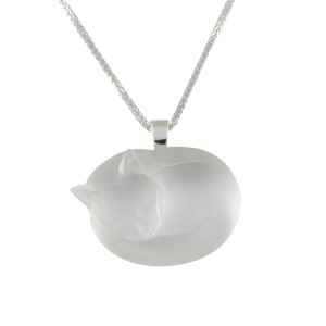 Matt Bezak White Sleeping Kitty Pendant Sterling Silver
