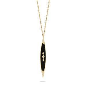 Doves by Doron Paloma Black Onyx and Diamond Pointed Oval Necklace Doves by Doron Paloma Black Onyx and Diamond Pointed Oval Necklace