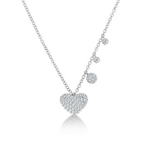 Meira T Heart Charm Necklace in White Gold Meira T Heart Charm Necklace in White Gold