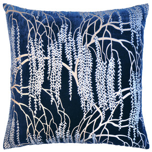 Kevin OBrien Studio Willow Metallic Velvet Pillow - Cobalt Black Kevin OBrien Studio Willow Metallic Velvet Pillow - Cobalt Black