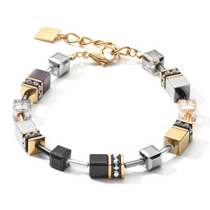 Coeur de Lion Geo Cube Bracelet - Grey + Gold