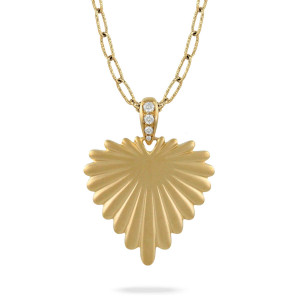 Doves by Doron Paloma Diamond Winged Heart Yellow Gold Pendant