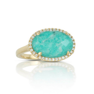 Doves by Doron Paloma Amazonite Diamond Oval Yellow Gold Ring Doves by Doron Paloma Amazonite Diamond Oval Yellow Gold Ring