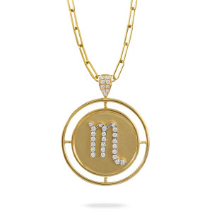 Doves by Doron Paloma Scorpio Horoscope Sign Diamond Yellow Gold Medallion Pendant