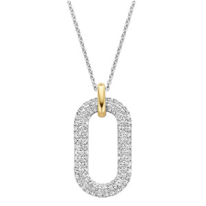 Ti Sento Large Chain Link Pave Gold and Sterling Silver Milano Necklace Ti Sento Large Chain Link Pave Gold and Sterling Silver Milano Necklace