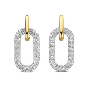 Ti Sento Large Chain Link Pave Gold and Sterling Silver Milano Earrings Ti Sento Large Chain Link Pave Gold and Sterling Silver Milano Earrings
