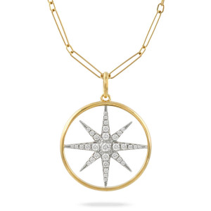 Doves by Doron Paloma Celestia Open Space Diamond Star Yellow Gold Pendant Doves by Doron Paloma Celestia Open Space Diamond Star Yellow Gold Pendant