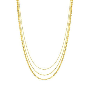 Midas Mixed Link Triple Fancy Strand Yellow Gold Necklace Midas Mixed Link Triple Fancy Strand Yellow Gold Necklace