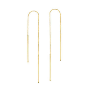 Midas Thin Bar Box Chain Yellow Gold Threader Earrings Midas Thin Bar Box Chain Yellow Gold Threader Earrings