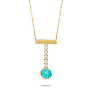 Doves by Doron Paloma White Amazonite and Diamond Yellow Gold Drop Necklace Doves by Doron Paloma White Amazonite and Diamond Yellow Gold Drop Necklace