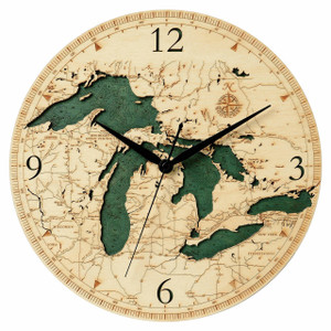Nautical Wood Maps Great Lakes Wall Clock Nautical Wood Maps Great Lakes Wall Clock