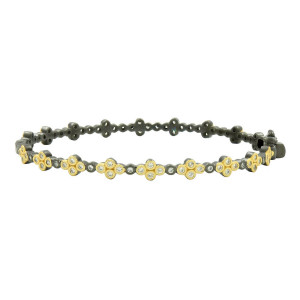 Freida Rothman Clover Station Hinge Bangle Gold Rhodium Freida Rothman Clover Station Hinge Bangle Gold Rhodium