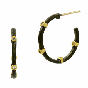 Freida Rothman Metropolitan Glam Earrings Gold and Rhodium - Small Freida Rothman Metropolitan Glam Earrings Gold and Rhodium - Small